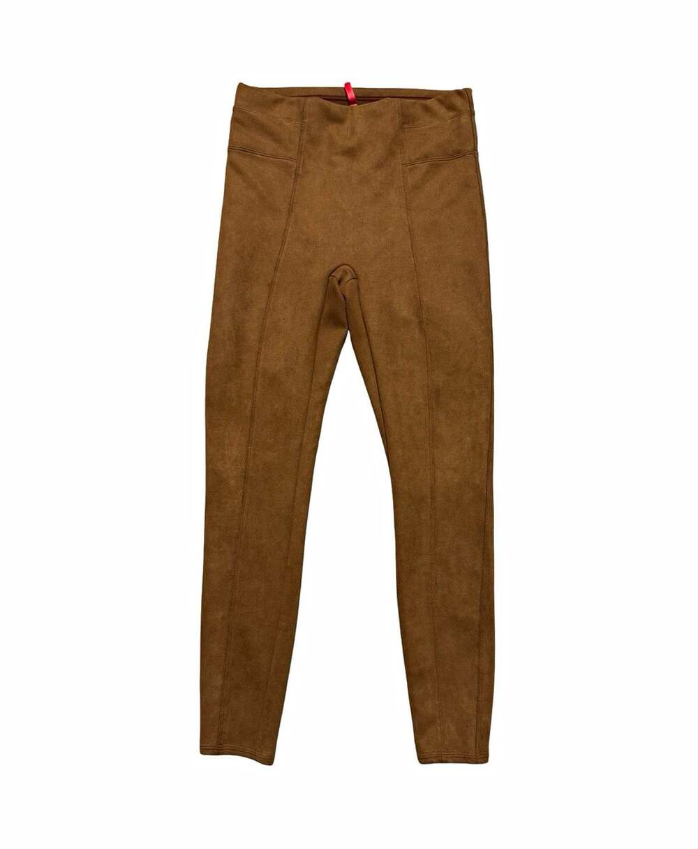 SPANX Women’s Medium Brown Faux Suede Pull On Leggings Pants High Rise
